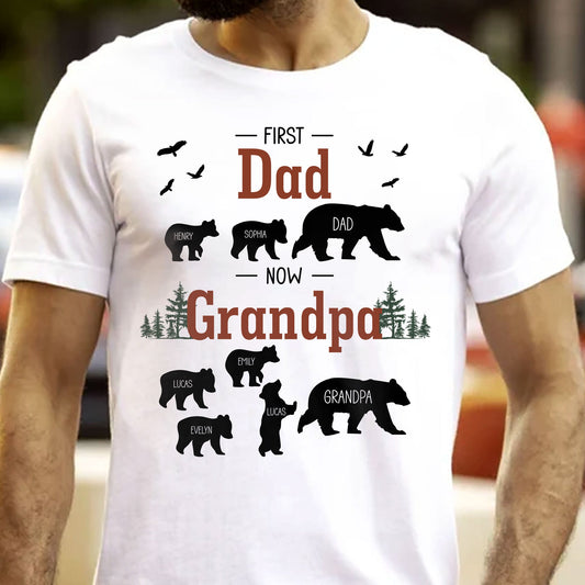 Father's Day Gifts, First Dad Now Grandpa - Papa Bear - Personalized Shirt