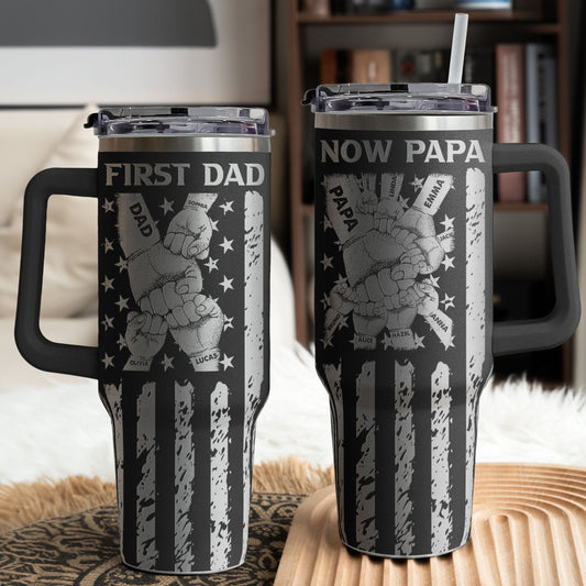 Father's Day Gifts, First Dad Now Grandpa - Personalized 40oz Tumbler