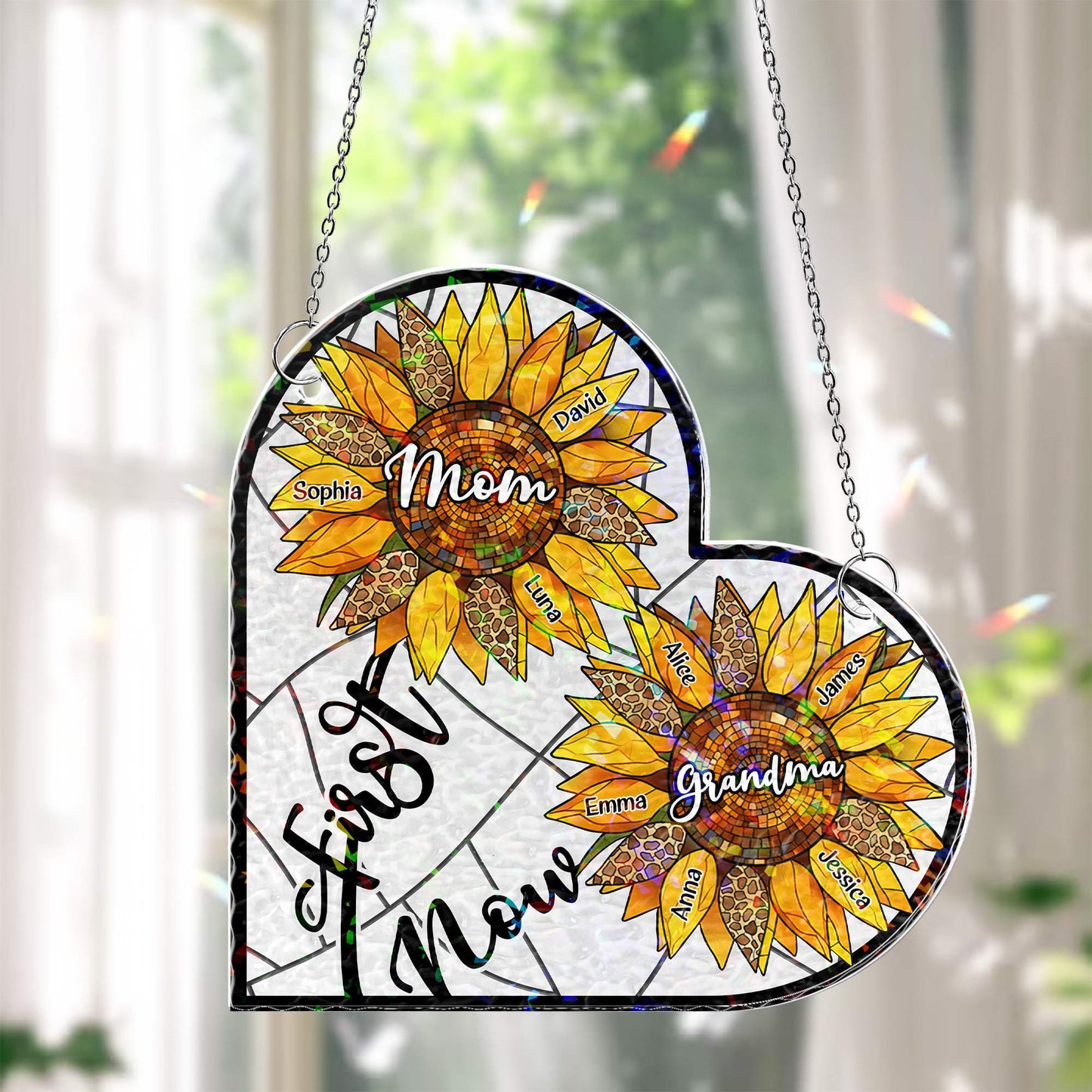 First Mom Now Grandma - Personalized Window Corner Suncatcher