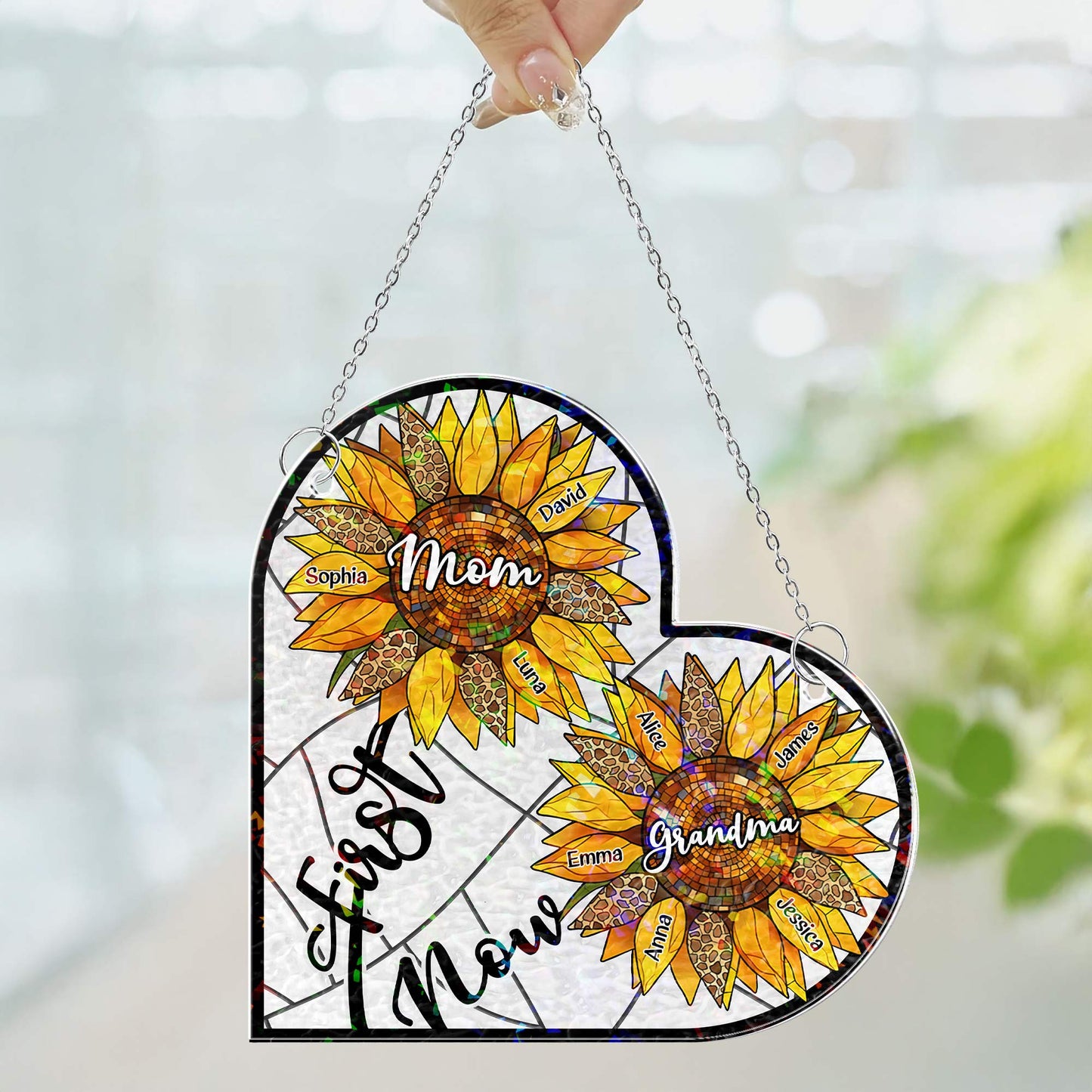 First Mom Now Grandma - Personalized Window Corner Suncatcher