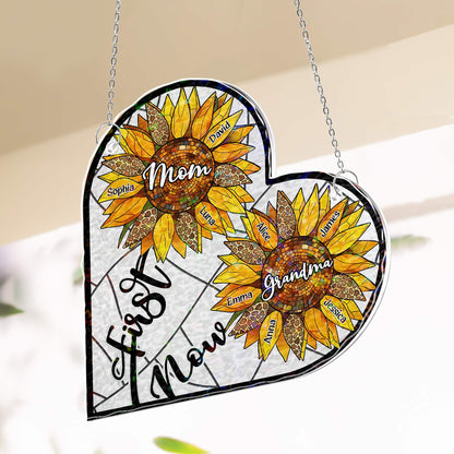 First Mom Now Grandma - Personalized Window Corner Suncatcher