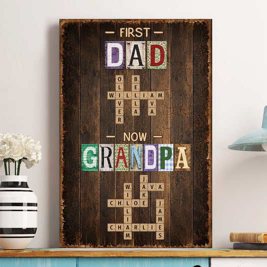 First Dad Now Grandpa Names Crossword - Personalized Poster
