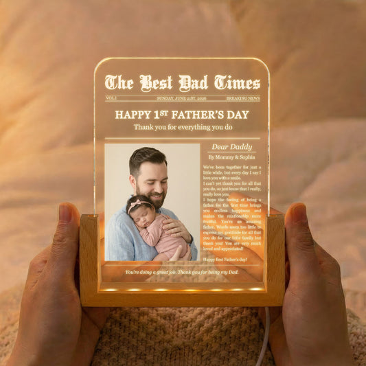Father's Day Gifts, First Father's Day Custom Photo Gift For Dad, Husband - Personalized Night Light