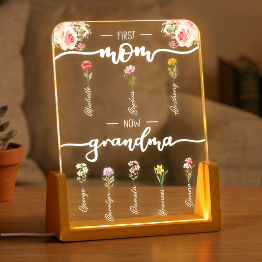 First Mom Now Grandma - Personalized Night Light