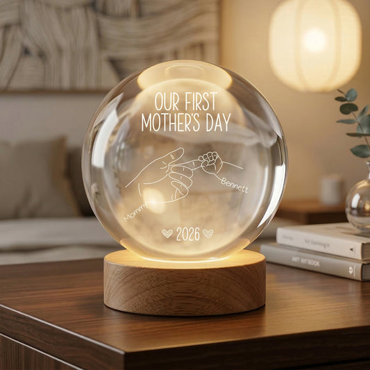 First Mother's Day Hand Line Art - Personalized Night Light
