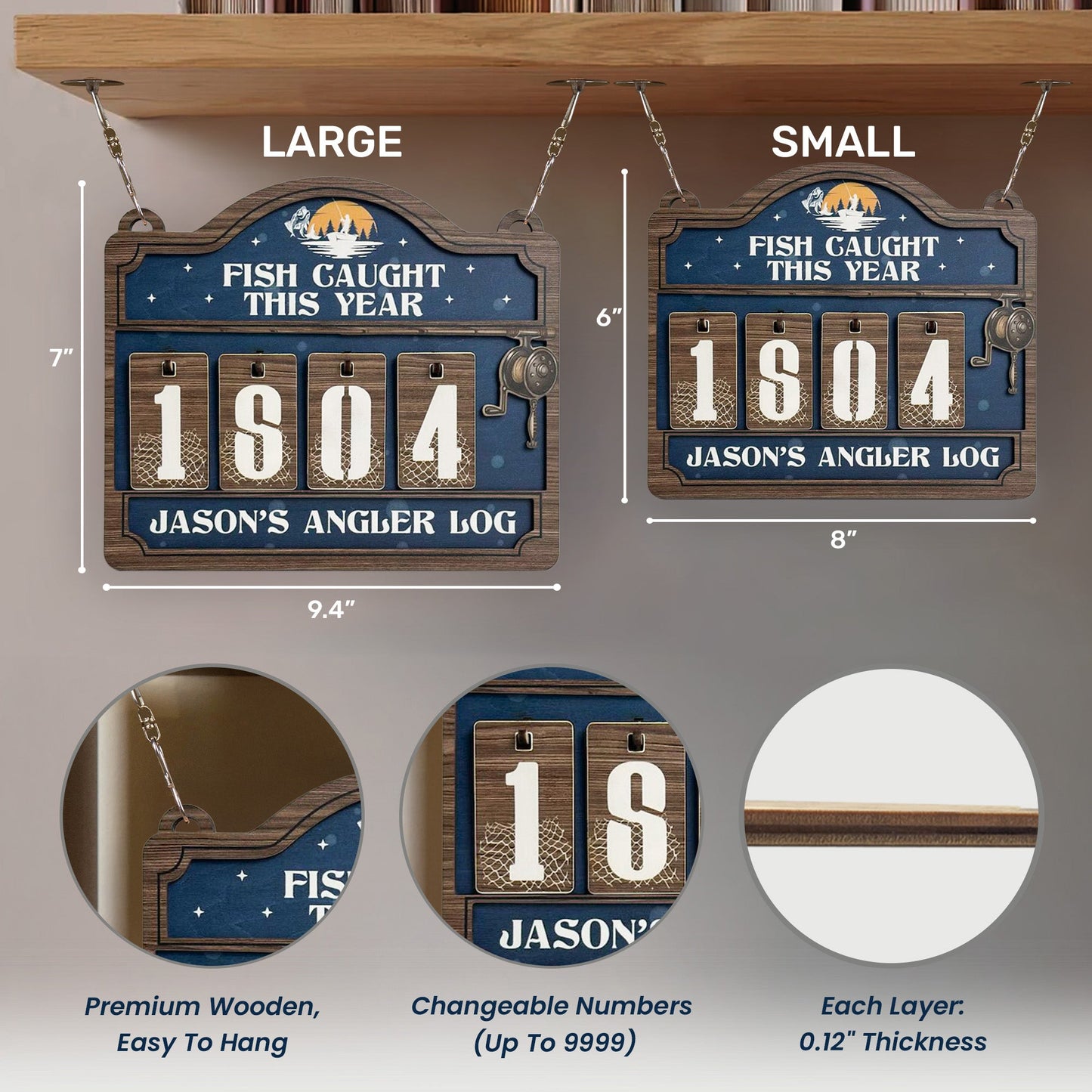 Fish Caught This Year - Personalized Hanging Fish Tracker