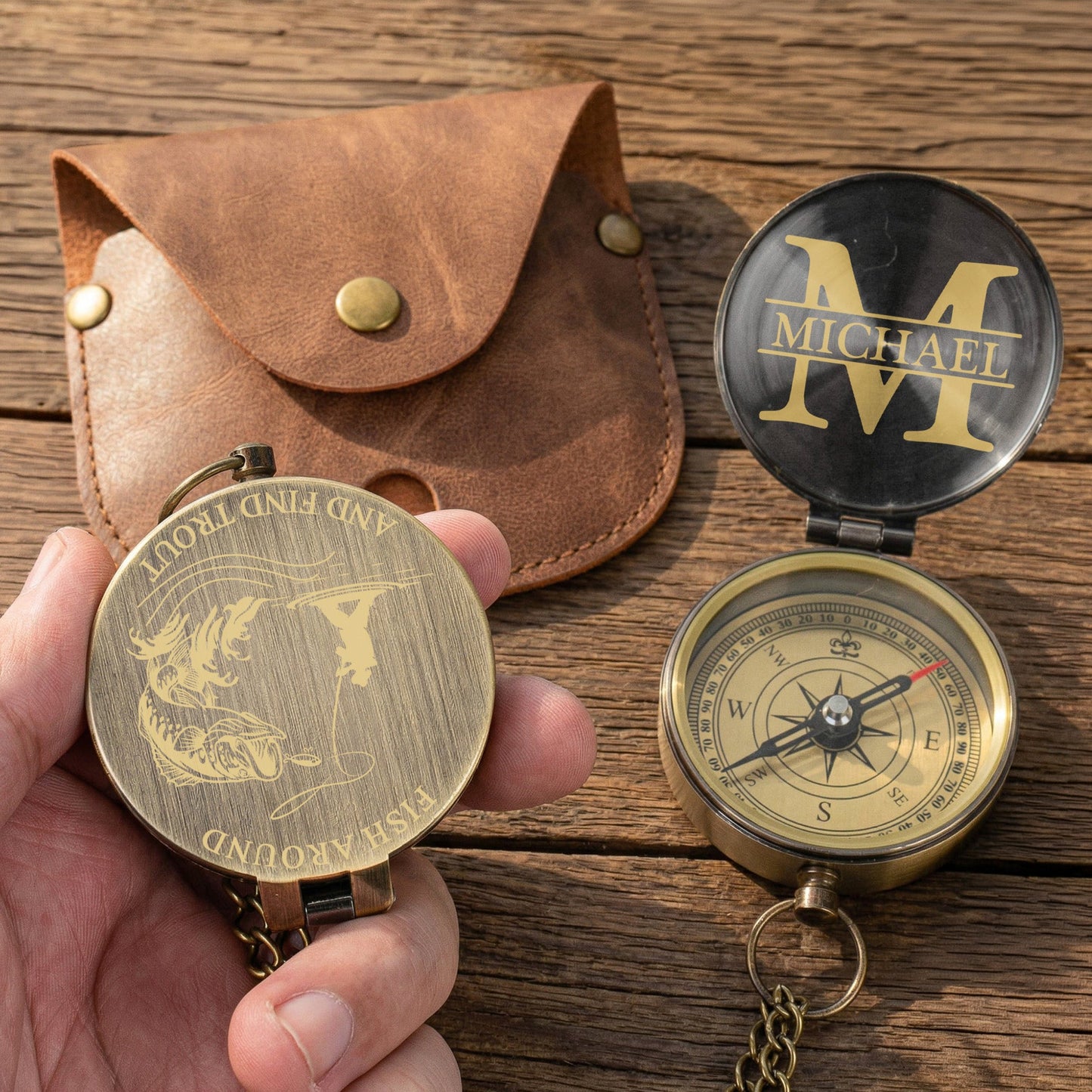 Fish Around And Find Trout - Personalized Compass