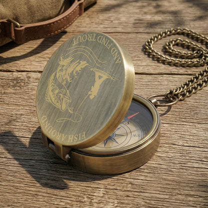 Fish Around And Find Trout - Personalized Compass