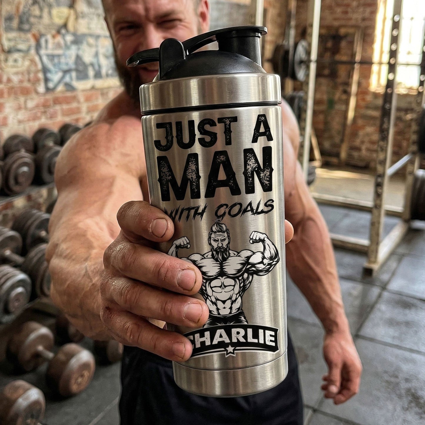 Fitness Workout Gym Motivational Gifts For Team, Men, Him, Trainer - Personalized Protein Shaker