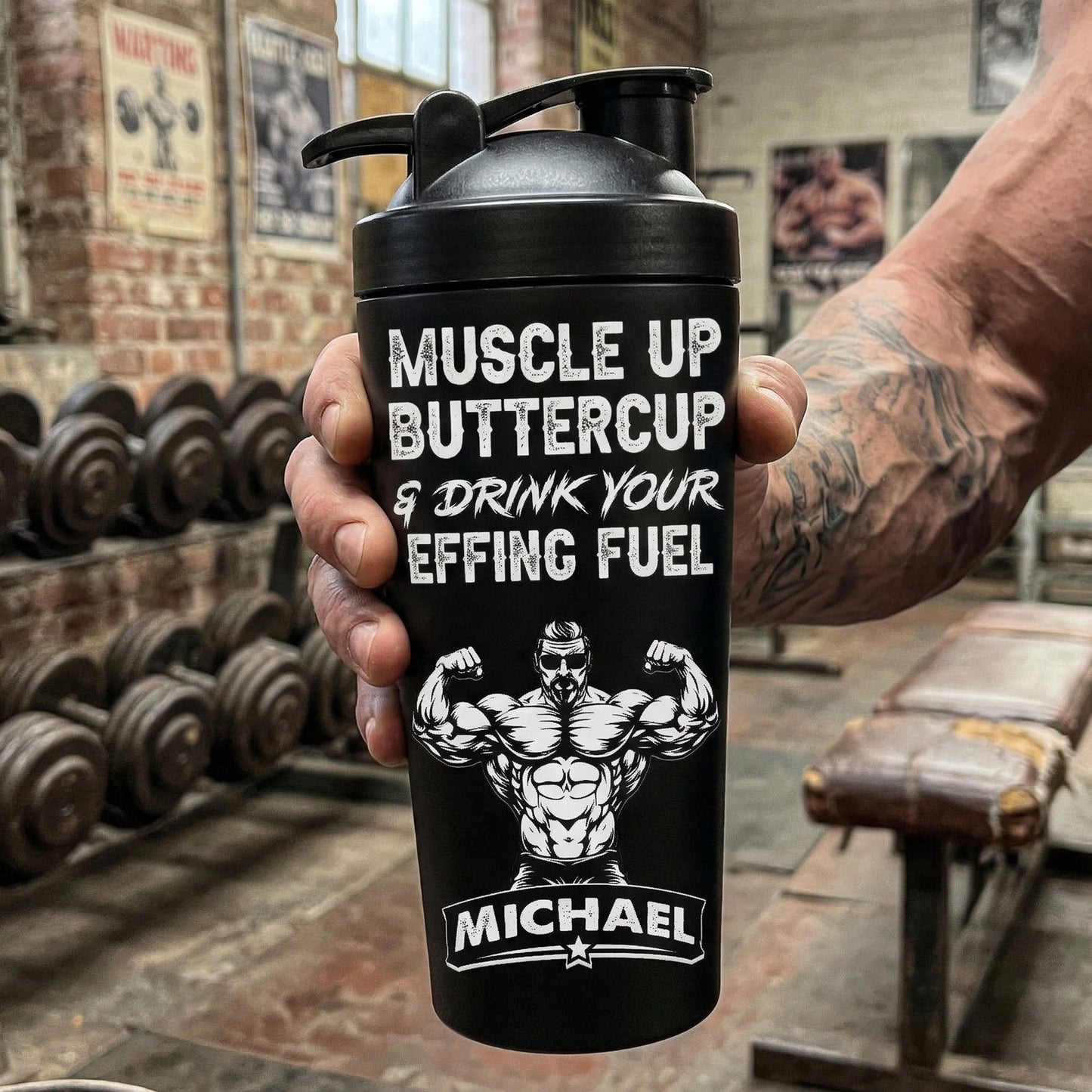 Fitness Workout Gym Motivational Gifts For Team, Men, Him, Trainer - Personalized Protein Shaker