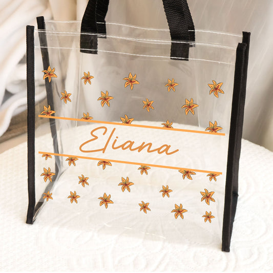 Floral Girl Custom Birth Flower - Custom Clear Tote Bag