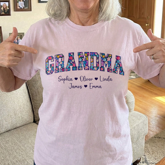 Floral Grandma Title - Personalized Shirt