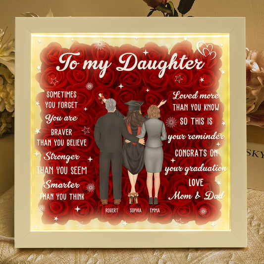Flowers Graduation Gift For Daughter - Personalized Flower Shadow Box With LED Light
