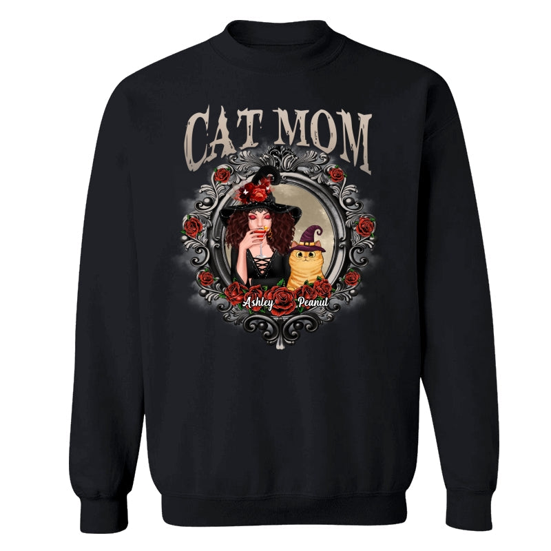 Halloween Roses Mirror Cat Mom Witch Personalized Shirt
