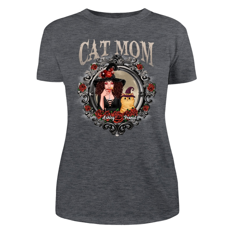 Halloween Roses Mirror Cat Mom Witch Personalized Shirt