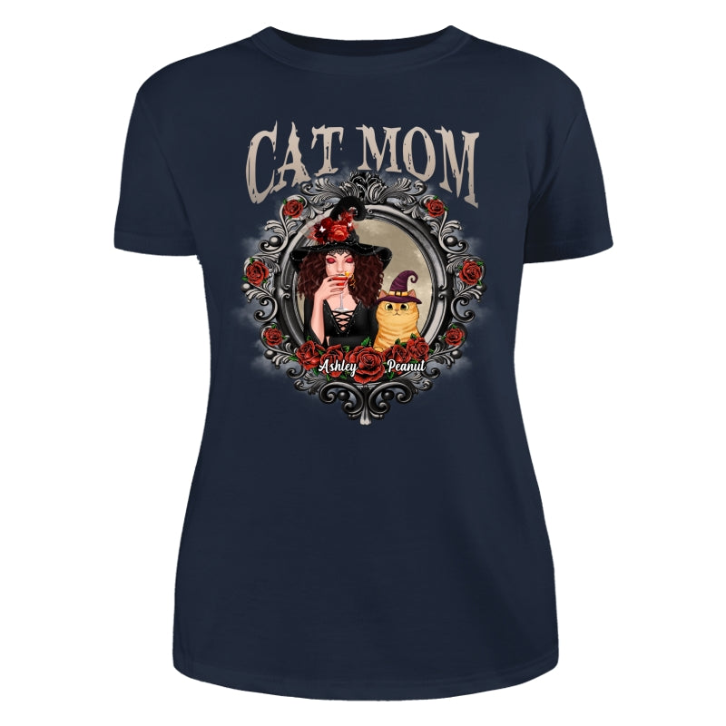 Halloween Roses Mirror Cat Mom Witch Personalized Shirt