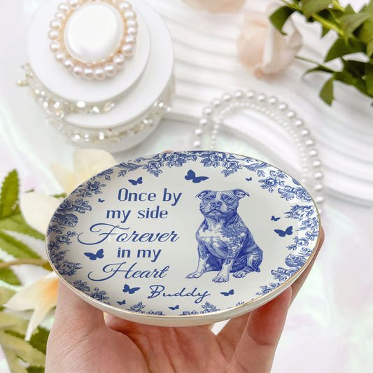 Forever In My Heart Memorial Dog Gift Toile De Jouy - Personalized Jewelry Dish