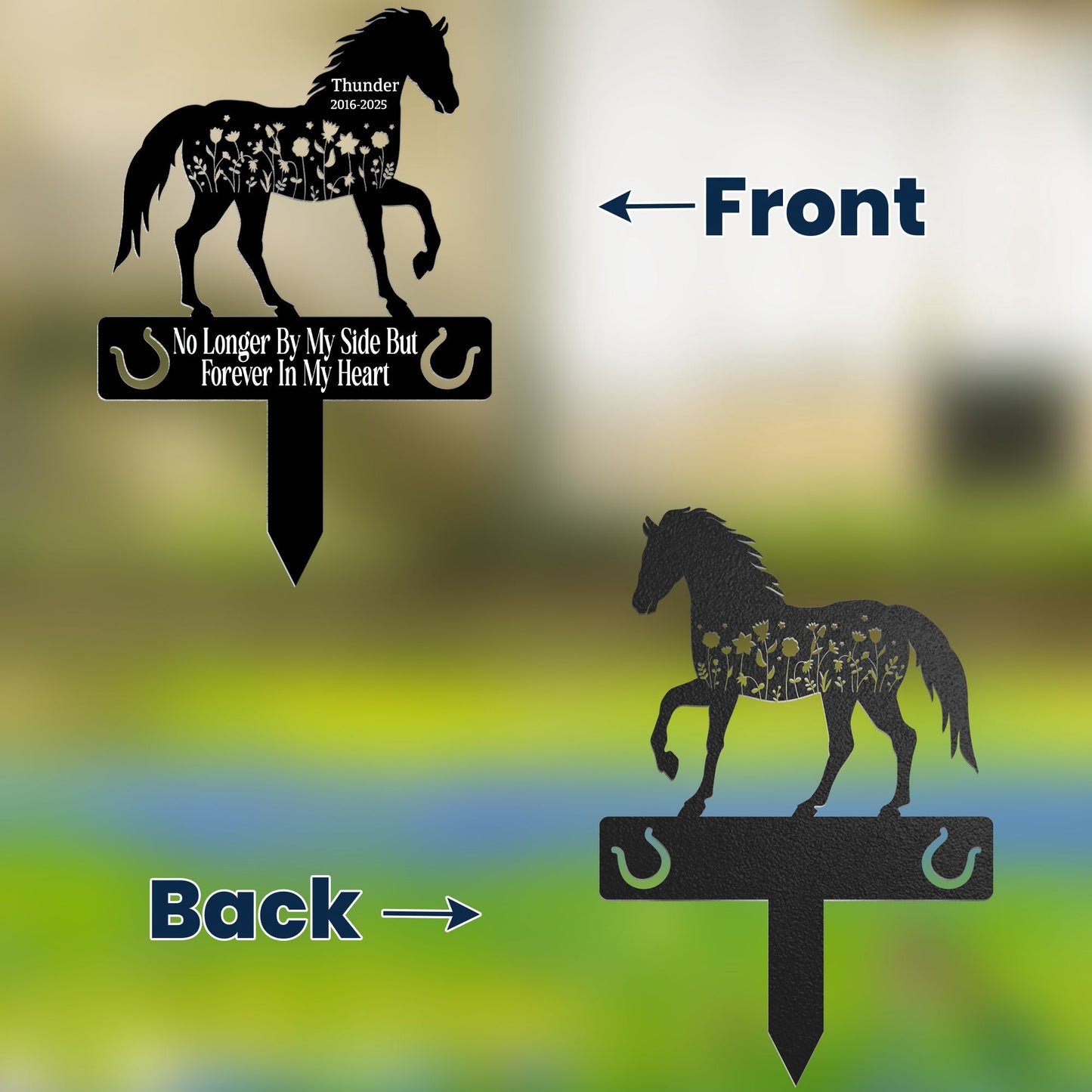 Forever In Our Hearts Horse Name Keepsake Memorial Stake - Personalized Garden Stake