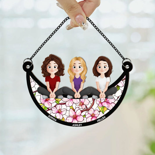 Friends Sitting Together - Personalized Window Hanging Suncatcher Ornament