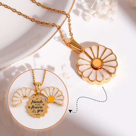 Friends Were Flowers I'd Pick You - Personalized Daisy Necklace With Hidden Message