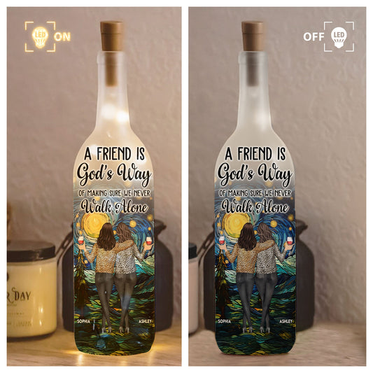 Friendship - We Never Walk Alone - Personalized Bottle Lamp