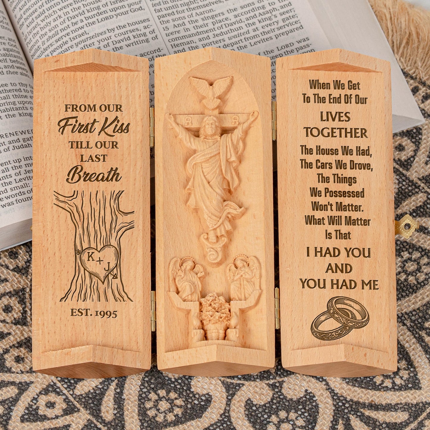 From Our First Kiss Till Our Last Breath - Personalized Wooden Plaque