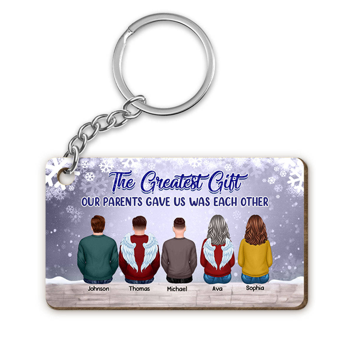 The Greatest Gift Our Parents Gave Us Siblings Sisters Brothers Personalized Wooden Keychain