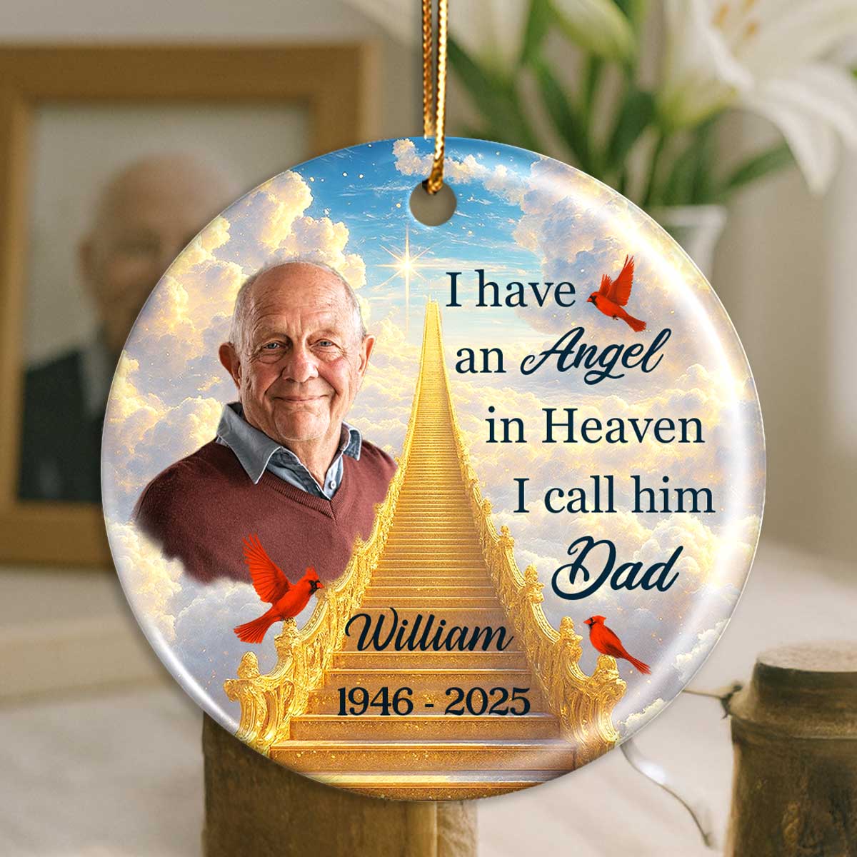 Angel in Heaven Memorial Personalized Ceramic Ornament, Sympathy Remembrance Keepsake