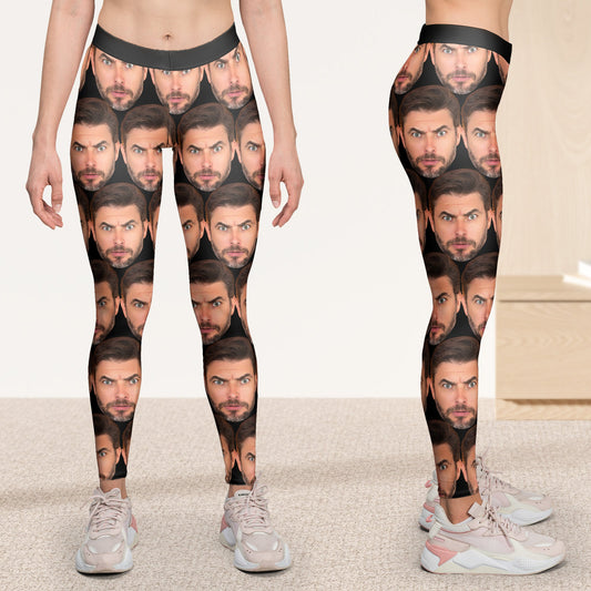 Funny Custom Faces For Wife, Girlfriend - Personalized Photo Leggings