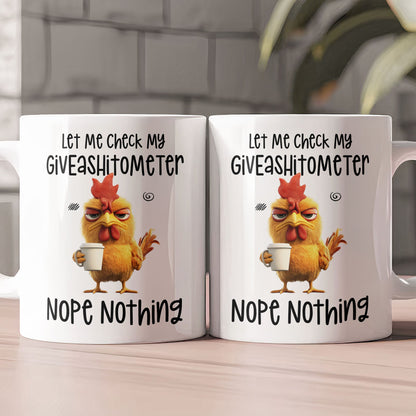 Funny Mug - Let Me Check My Giveashitometer Nope Nothing - Exchange Gift, White Elephant Gifts For Coworkers - Mug