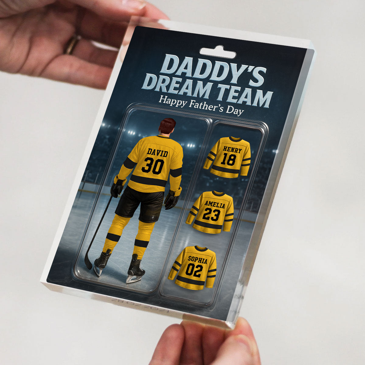 The Best Hockey Dad Ever With Kids' Names Custom Figure Personalized Acrylic Block Plaque, 2025  Gift For Him, For Dad