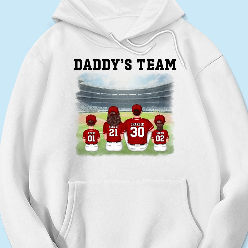Daddy's Team Baseball Family Sitting Personalized Shirt, Father's Day Gift For Dad, Grandpa, Husband