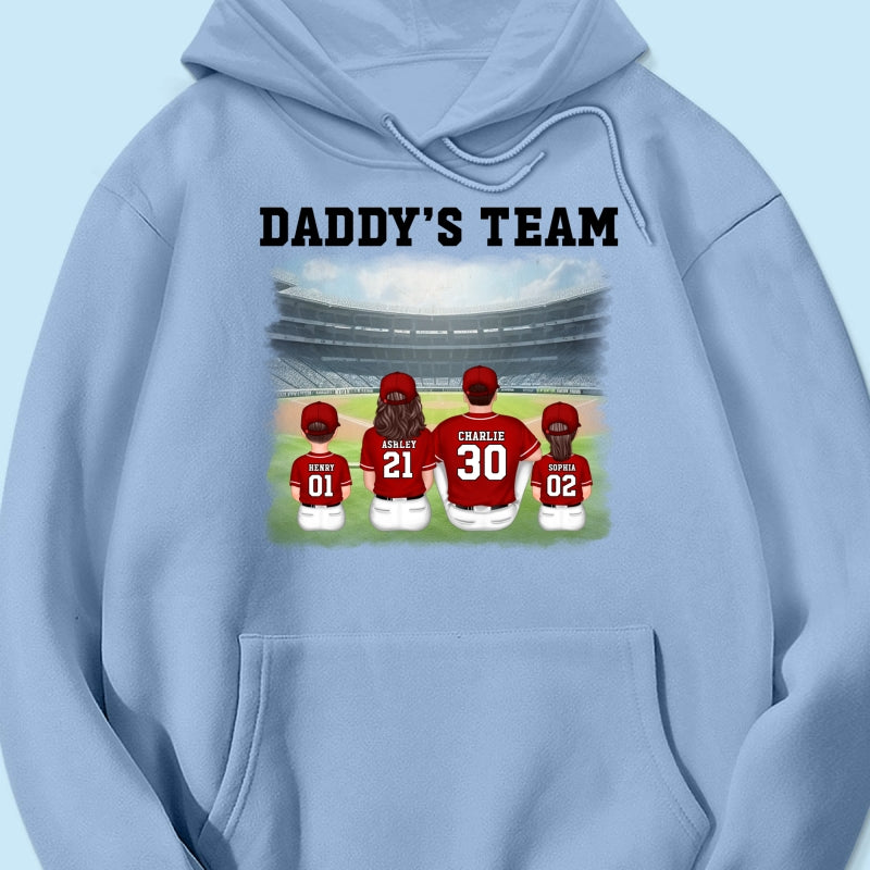 Daddy's Team Baseball Family Sitting Personalized Shirt, Father's Day Gift For Dad, Grandpa, Husband