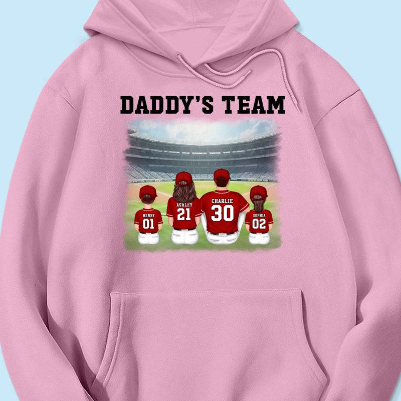 Daddy's Team Baseball Family Sitting Personalized Shirt, Father's Day Gift For Dad, Grandpa, Husband