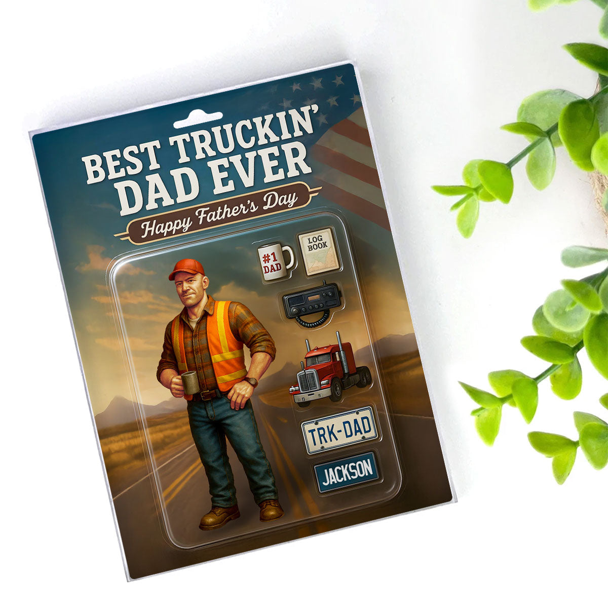 Best Truckin' Dad Ever Custom Action Figure Personalized Acrylic Block Plaque,  Gift for Trucker Dads