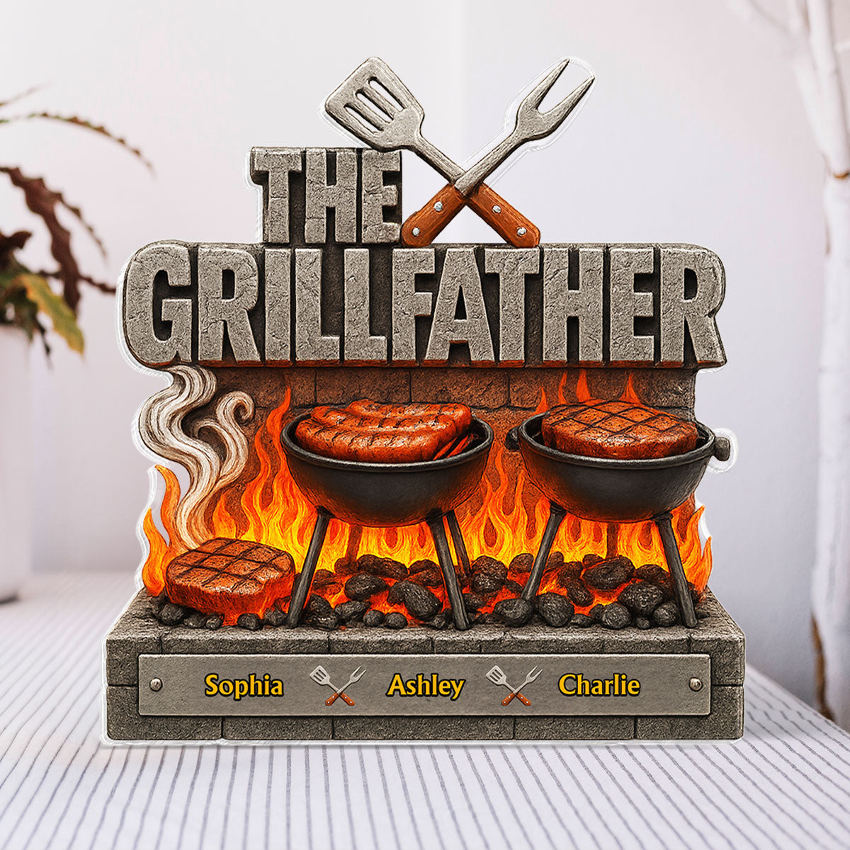 The Grillfather Personalized Custom Shaped Acrylic Block,  gift