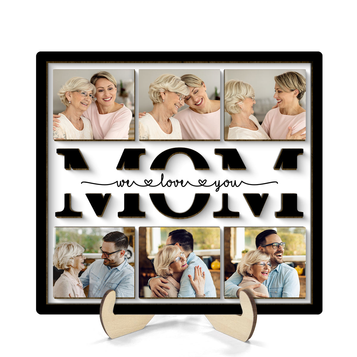 Photo Mom Grandma Cut Through Personalized 2-layer Wooden Plaque