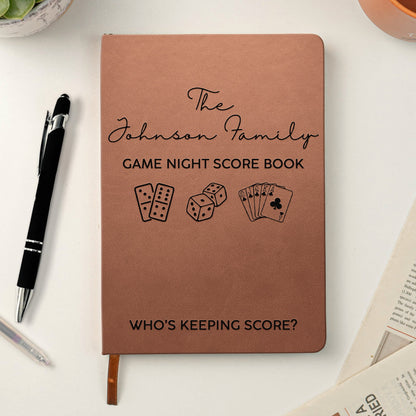 Game Night Score Book For Family, Couples, Grandparents, Board Game Lover - Personalized Leather Journal