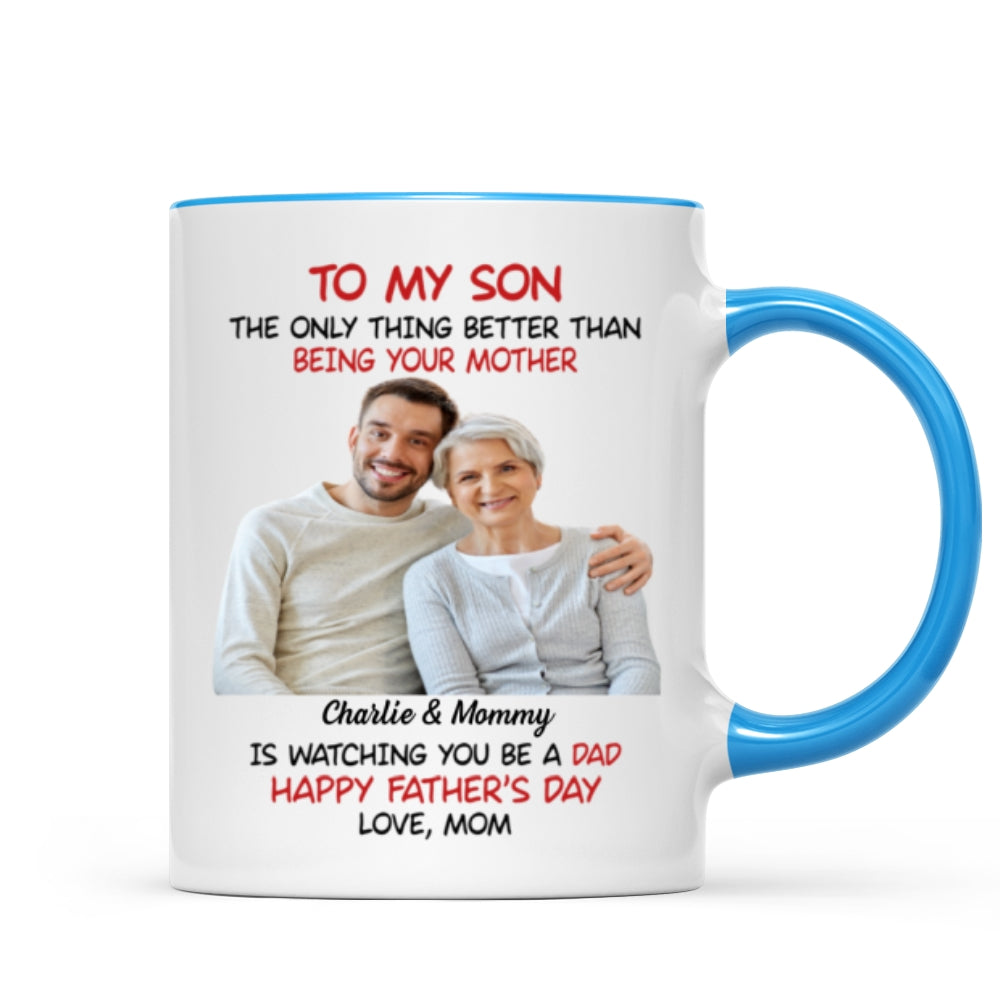 To My Son From Mom Happy Father‘s Day Photo Insert Personalized Mug