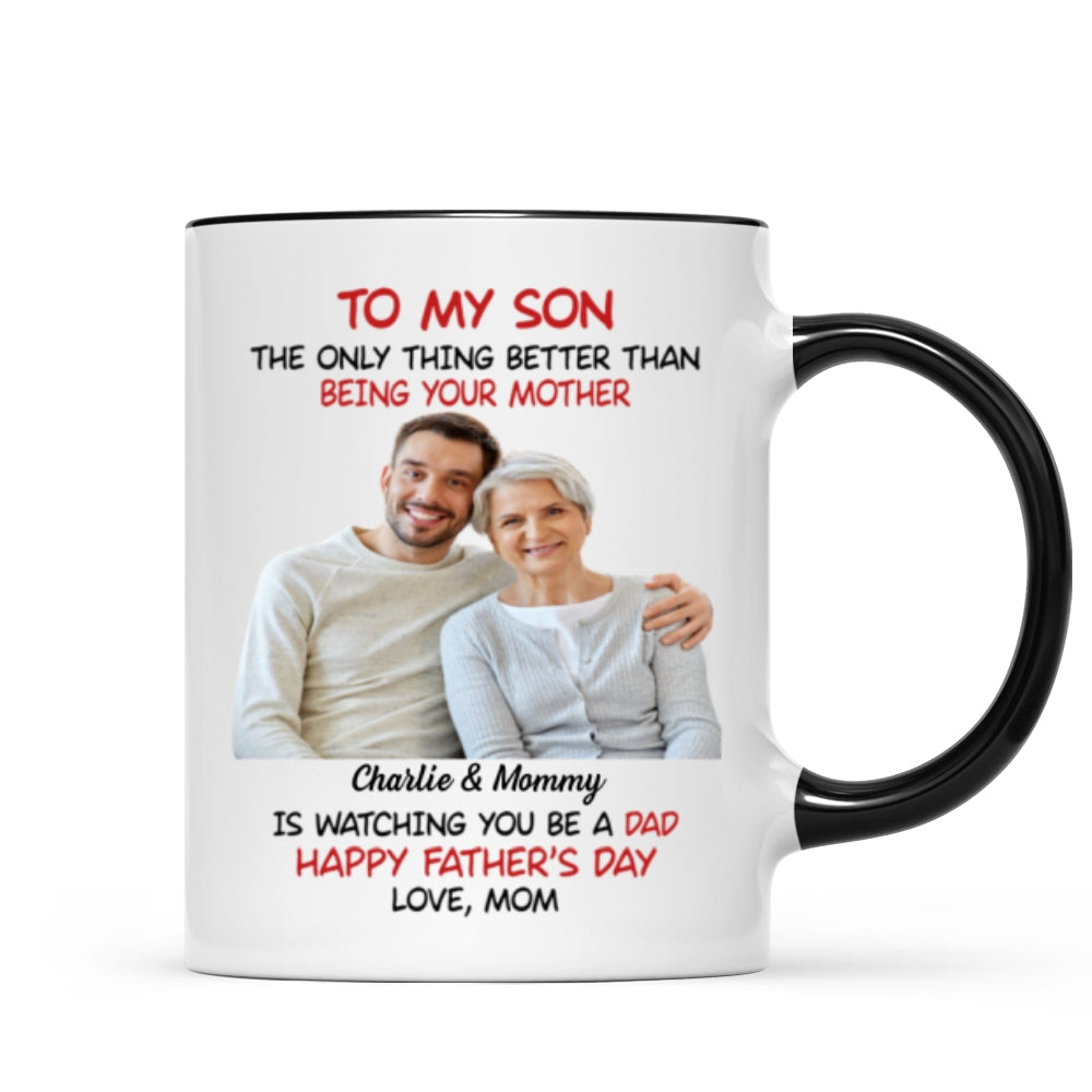 To My Son From Mom Happy Father‘s Day Photo Insert Personalized Mug