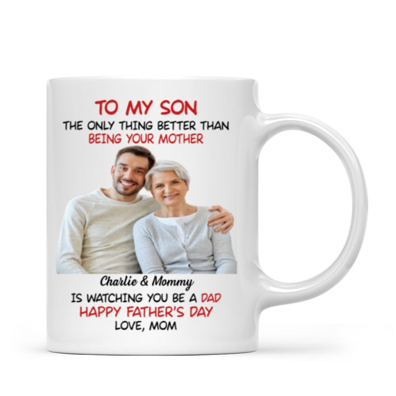 To My Son From Mom Happy Father‘s Day Photo Insert Personalized Mug