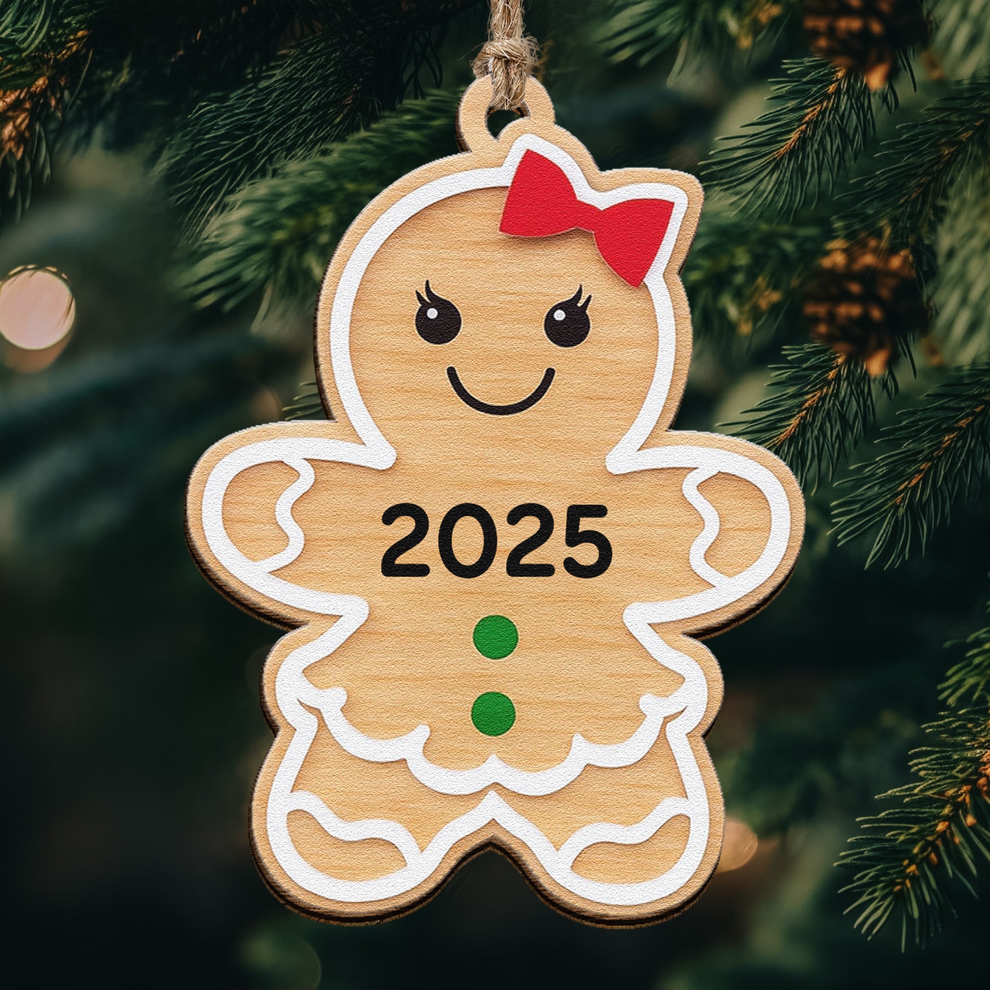 Gingerbread Christmas Cookie - Wooden Ornament