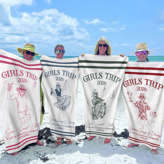 Girls Trip Custom Photo Beach Vacation - Personalized Beach Towel