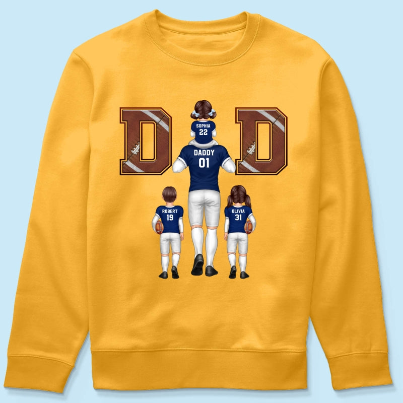 American Football Dad Fan Piggy Back Personalized Shirt, Unique 2025 Father's Day Gift For Dad, For Grandpa, For Husband
