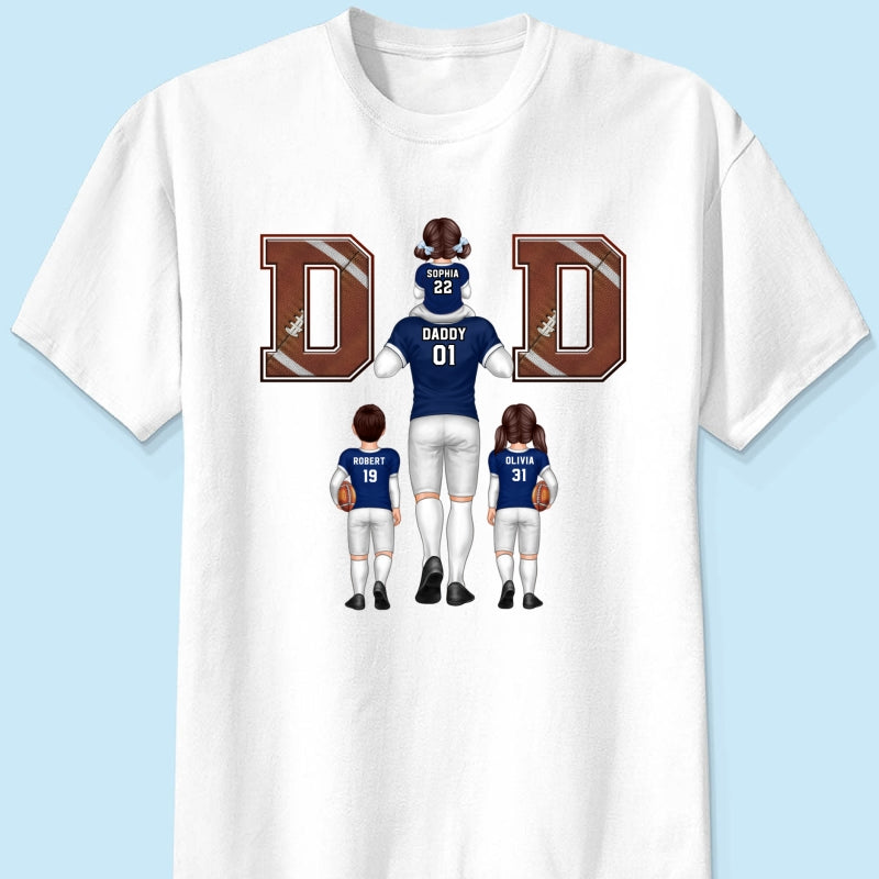 American Football Dad Fan Piggy Back Personalized Shirt, Unique 2025 Father's Day Gift For Dad, For Grandpa, For Husband