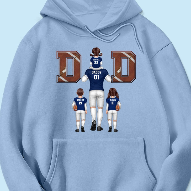 American Football Dad Fan Piggy Back Personalized Shirt, Unique 2025 Father's Day Gift For Dad, For Grandpa, For Husband