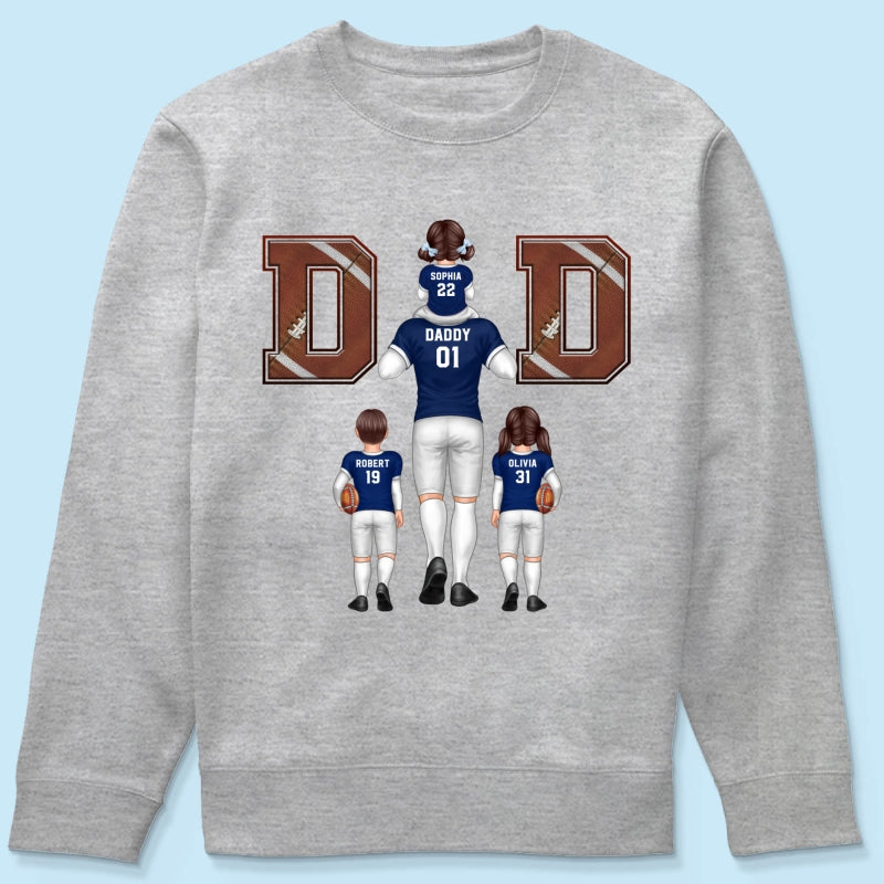 American Football Dad Fan Piggy Back Personalized Shirt, Unique 2025 Father's Day Gift For Dad, For Grandpa, For Husband