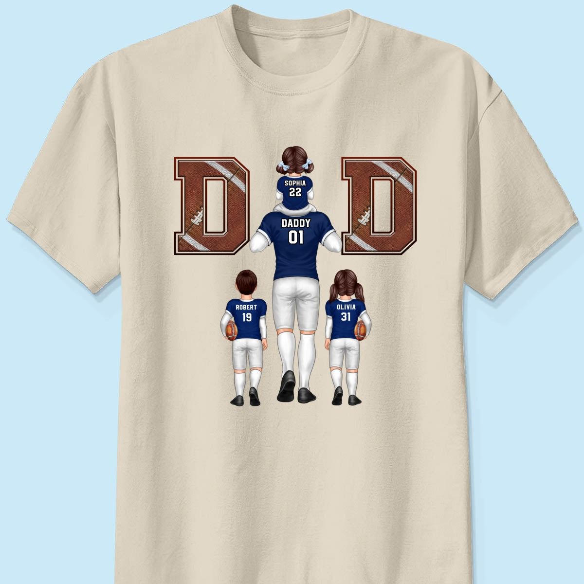 American Football Dad Fan Piggy Back Personalized Shirt, Unique 2025 Father's Day Gift For Dad, For Grandpa, For Husband