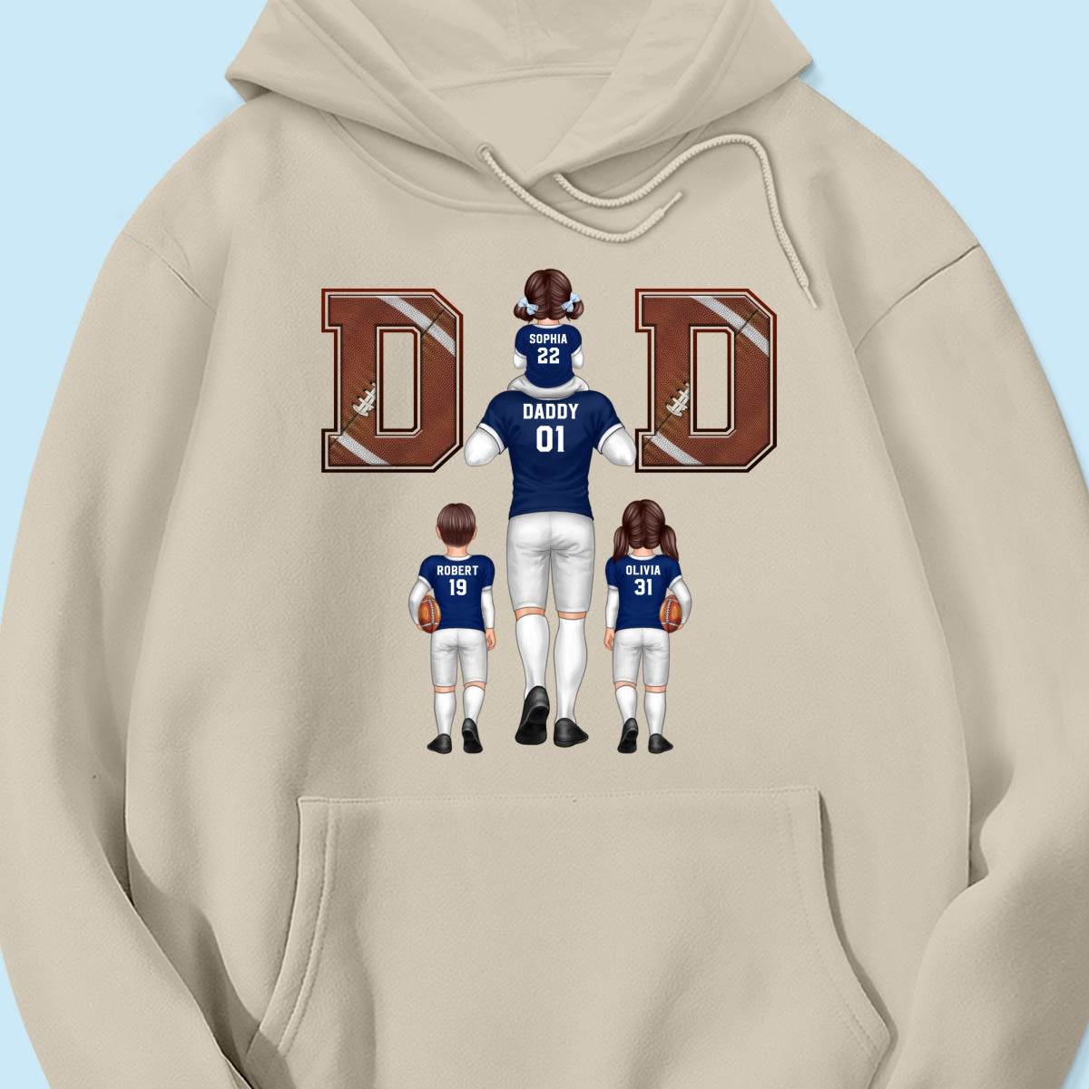 American Football Dad Fan Piggy Back Personalized Shirt, Unique 2025 Father's Day Gift For Dad, For Grandpa, For Husband