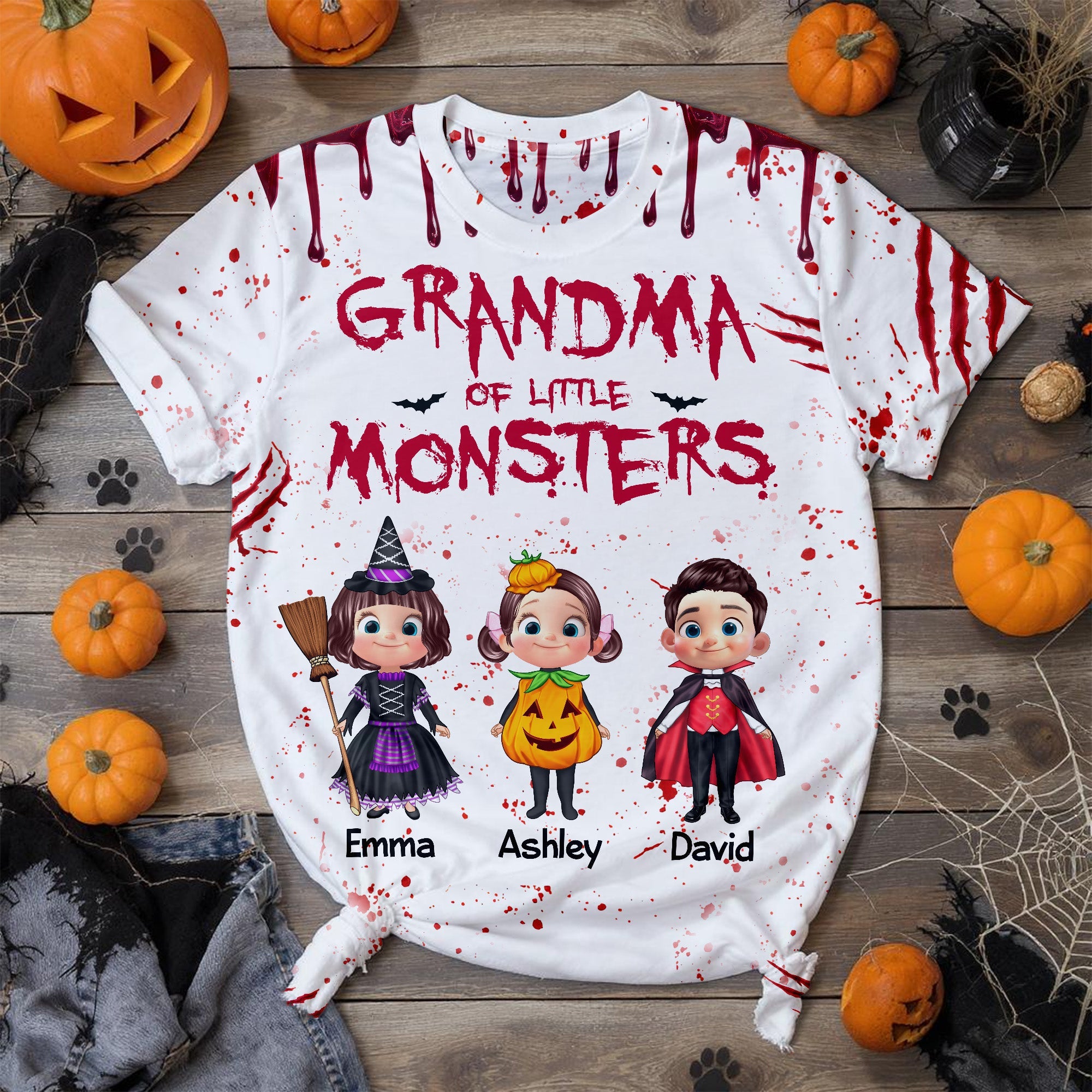 Halloween Grandma Mommy Daddy Grandpa Of The Monsters Cute Kids Personalized Shirt
